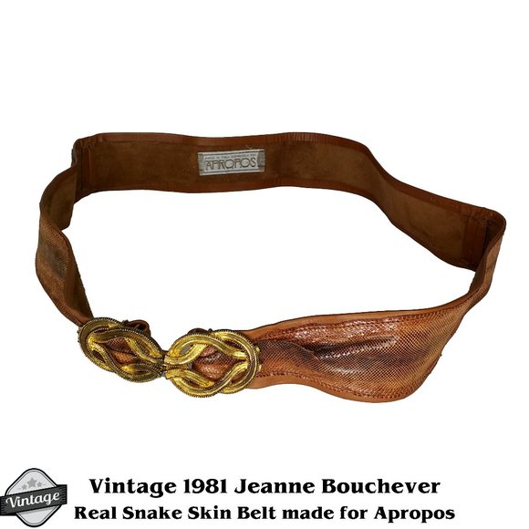 Vintage Accessories - Vintage 80s Jeanne Bouchever Real Snake Skin Belt